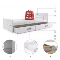 Bērnu vienvietīgā gulta Bartek 90x200 balts